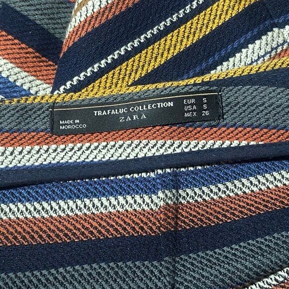 Zara Trafaluc Skort Multicolor Striped Skirt Shorts Women's Size S - Picture 6 of 8
